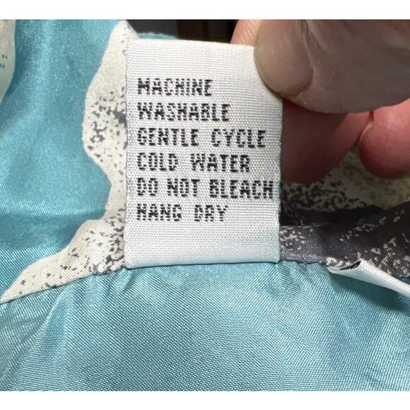 Vintage Fuda International Blue Beige Print 100% Silk Full Zip Jacket Size Small - Picture 4 of 4